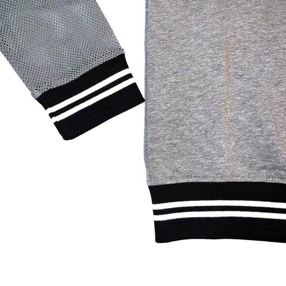 BCBGeneration Womens Sweatshirt Mesh Sleeve Athletic Pullover Retro Gray Small - Picture 6 of 11